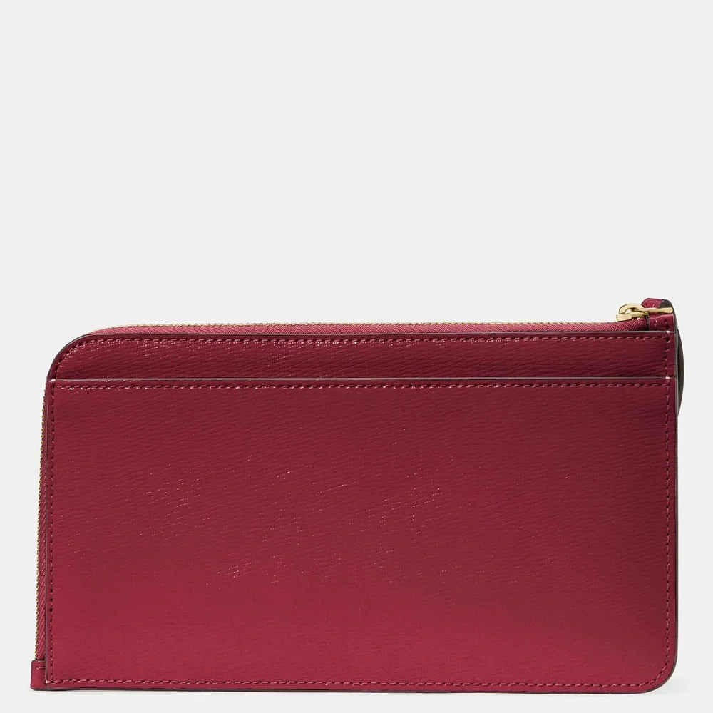 NWT Kate Spade Lucy Medium L-Zip Wristlet in Textured Patent Leather Red Jam - Picture 3 of 7